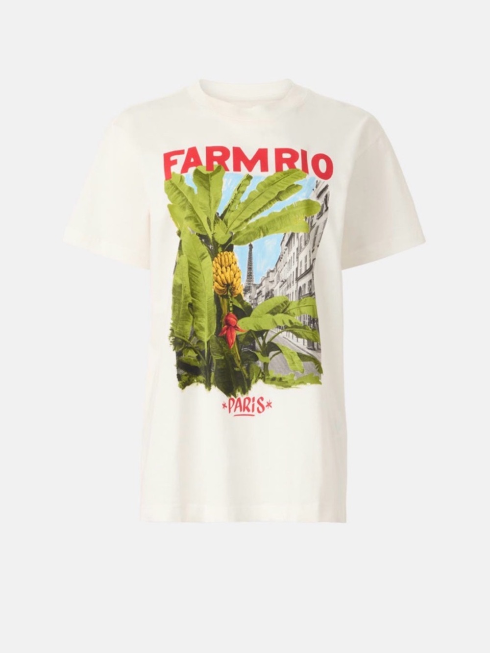 FARM Rio White Graphic Paris Banana Leaf Tee